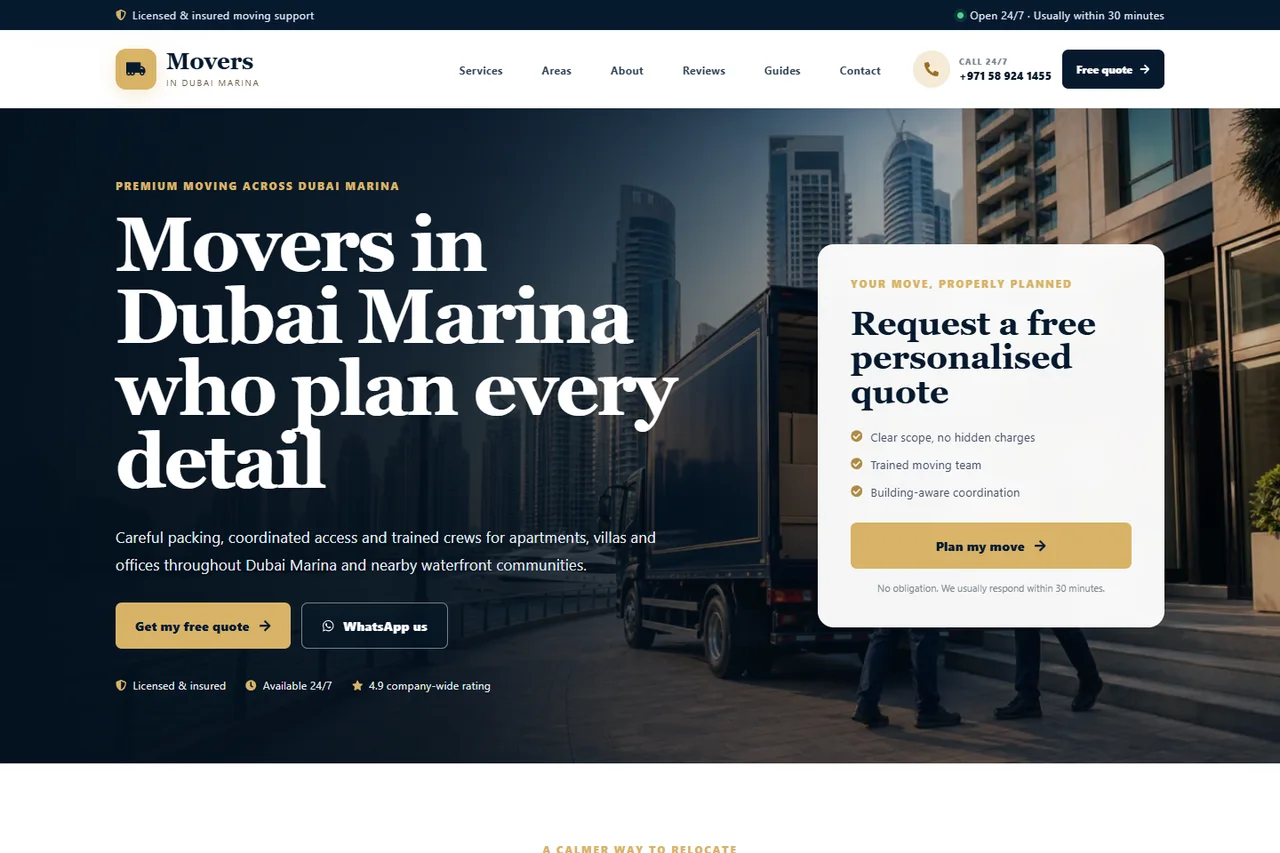 Homepage preview of Movers in Dubai Marina