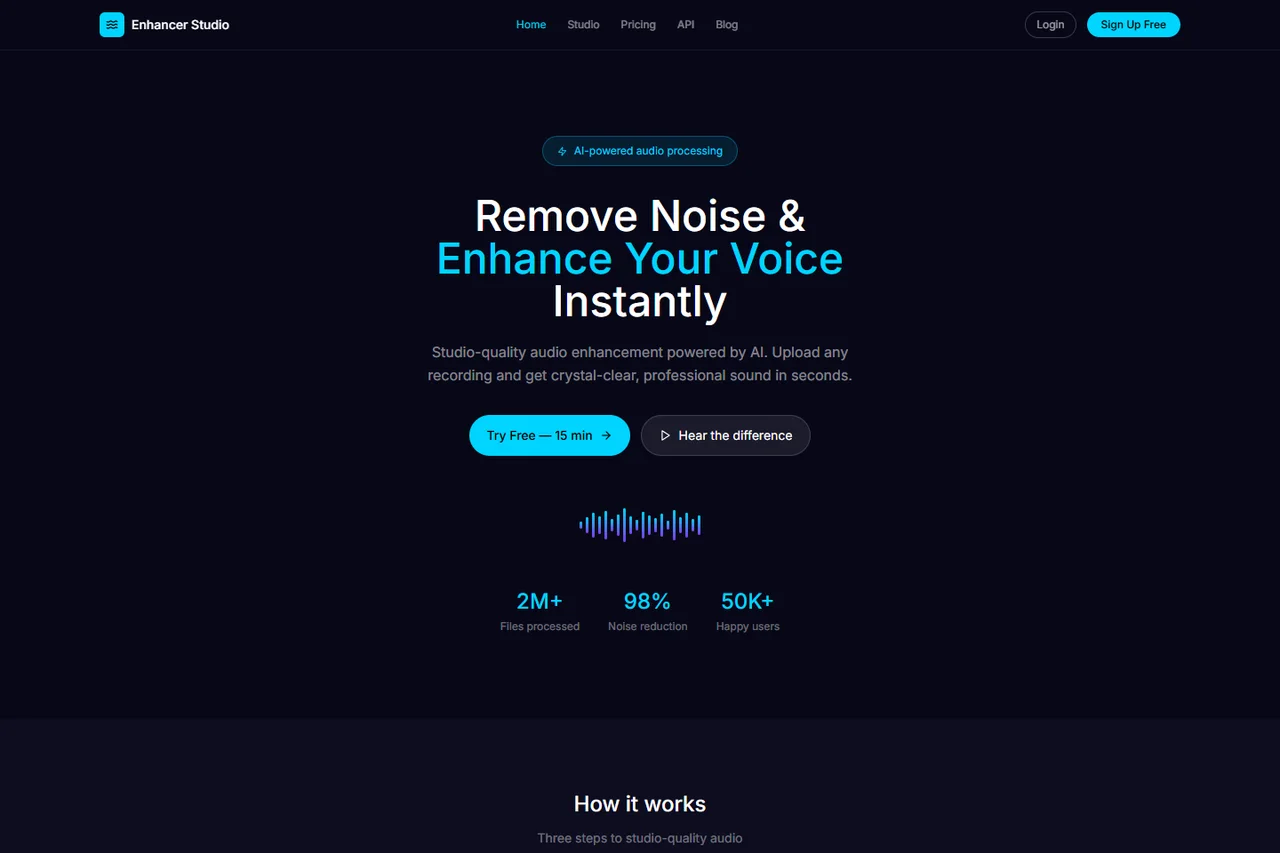 Homepage preview of Enhancer Studio