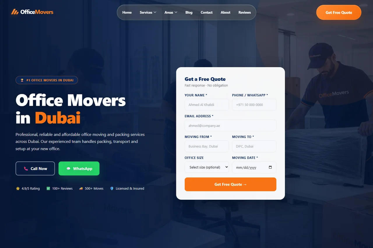 Homepage preview of Office Movers in Dubai